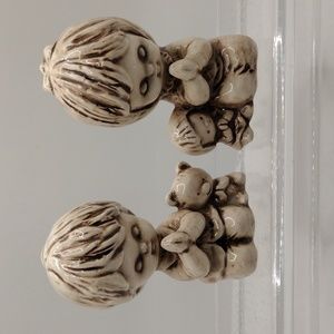 Vintage Boy & Girl Praying Ceramic Figurines Children Kids Kneeling Praying